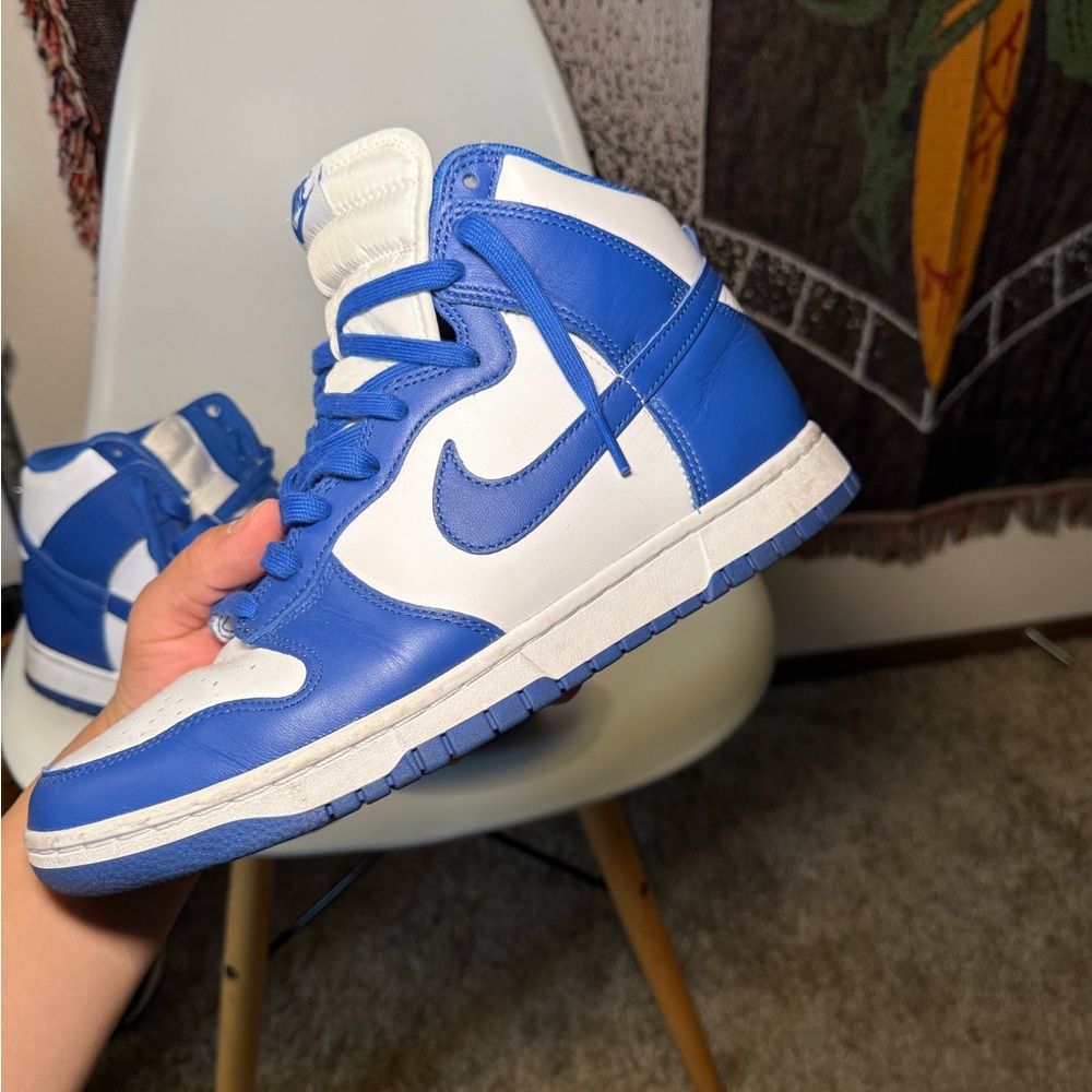 Nike Dunk Blue and White High-Top Sneakers - Picture 3 of 7